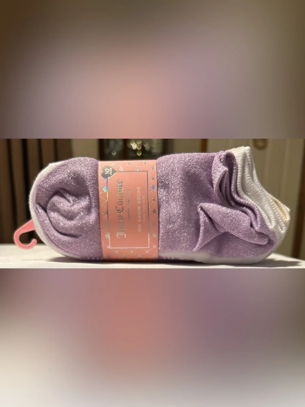 Juicy Couture Hearts - NWT Women’s No-Show Socks-10pr - Glitter & Pastel Colors